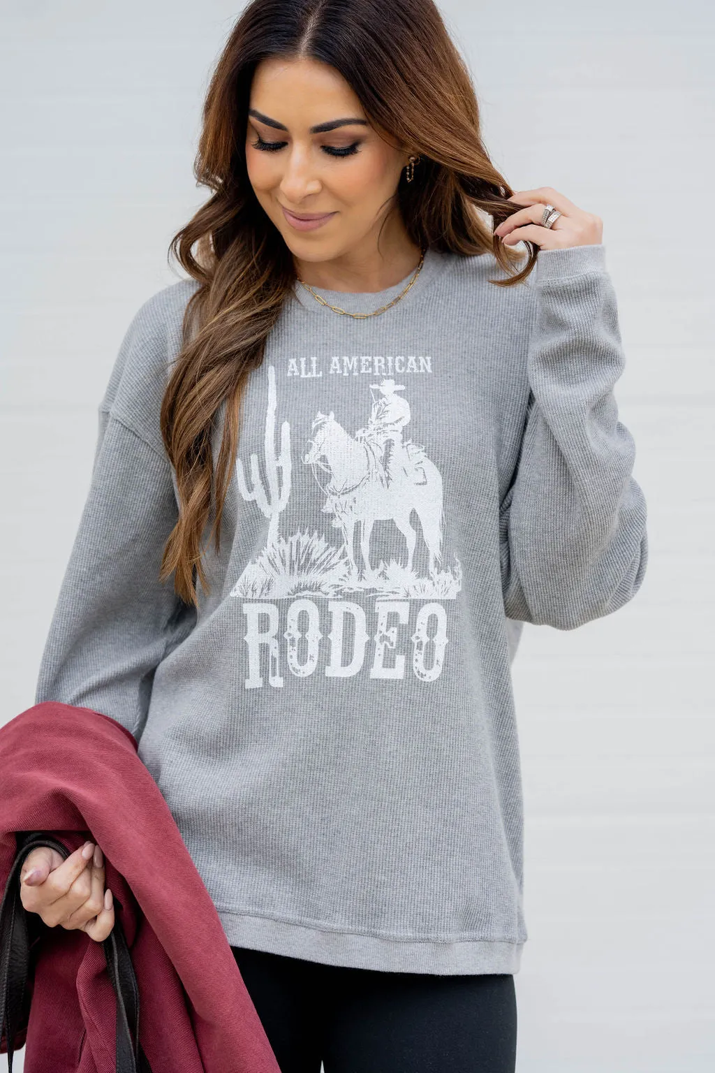 All American Rodeo Waffled Graphic Crewneck