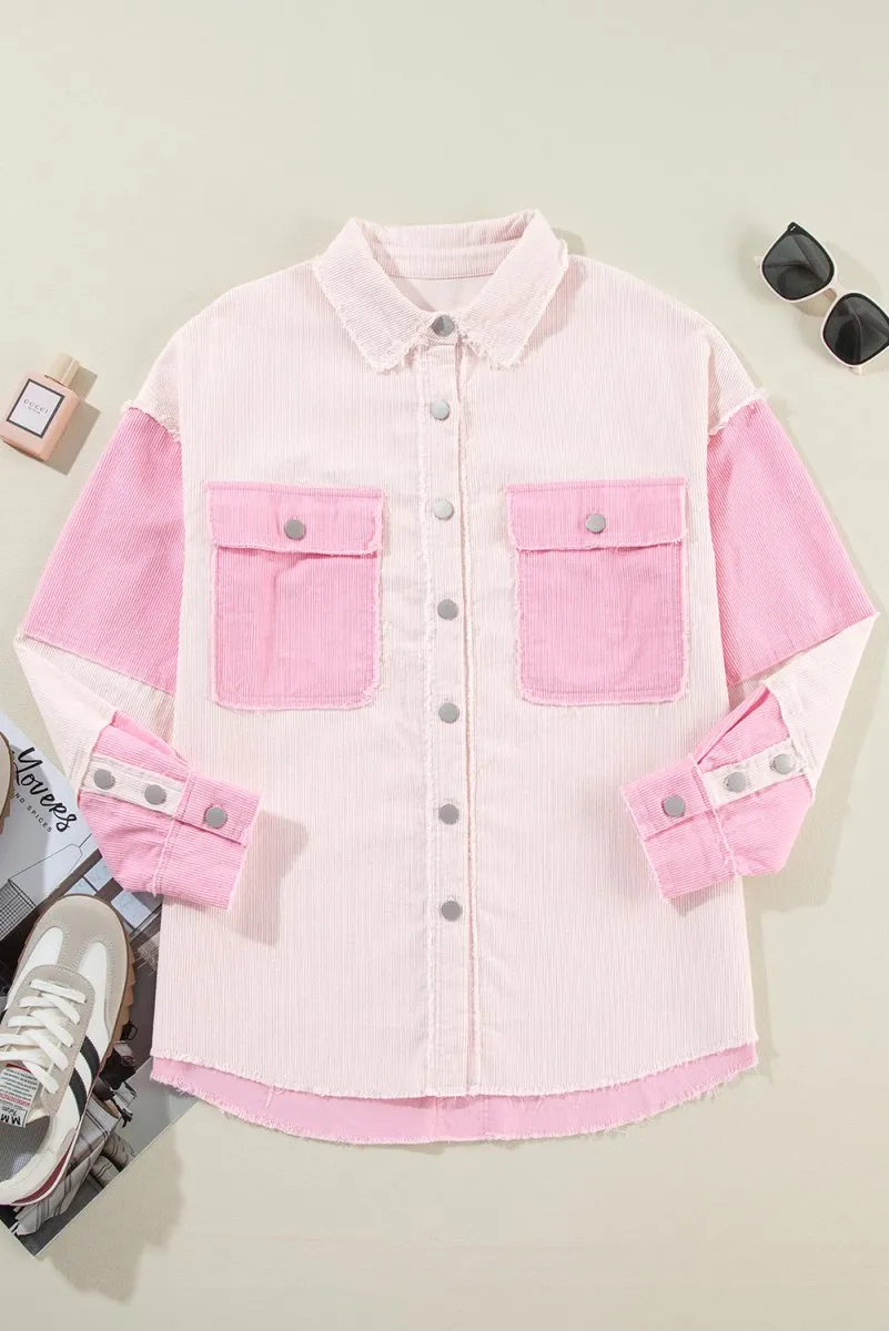 Arianna Two-tone Pink Corduroy Shacket