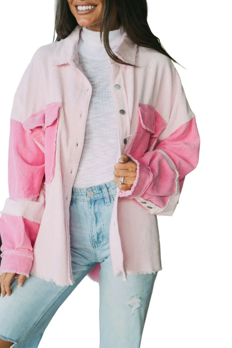 Arianna Two-tone Pink Corduroy Shacket