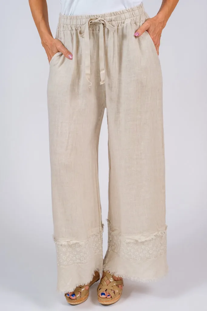 Arti Linen Embroidered Pant (PL186)