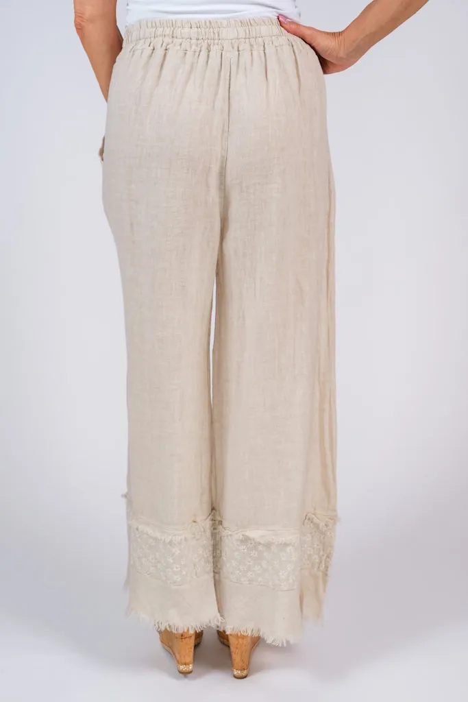 Arti Linen Embroidered Pant (PL186)