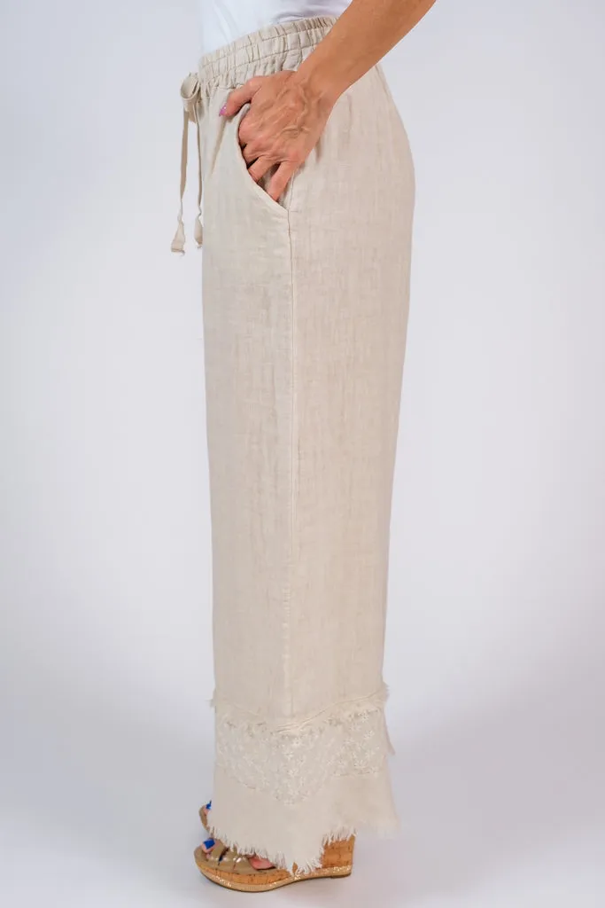 Arti Linen Embroidered Pant (PL186)