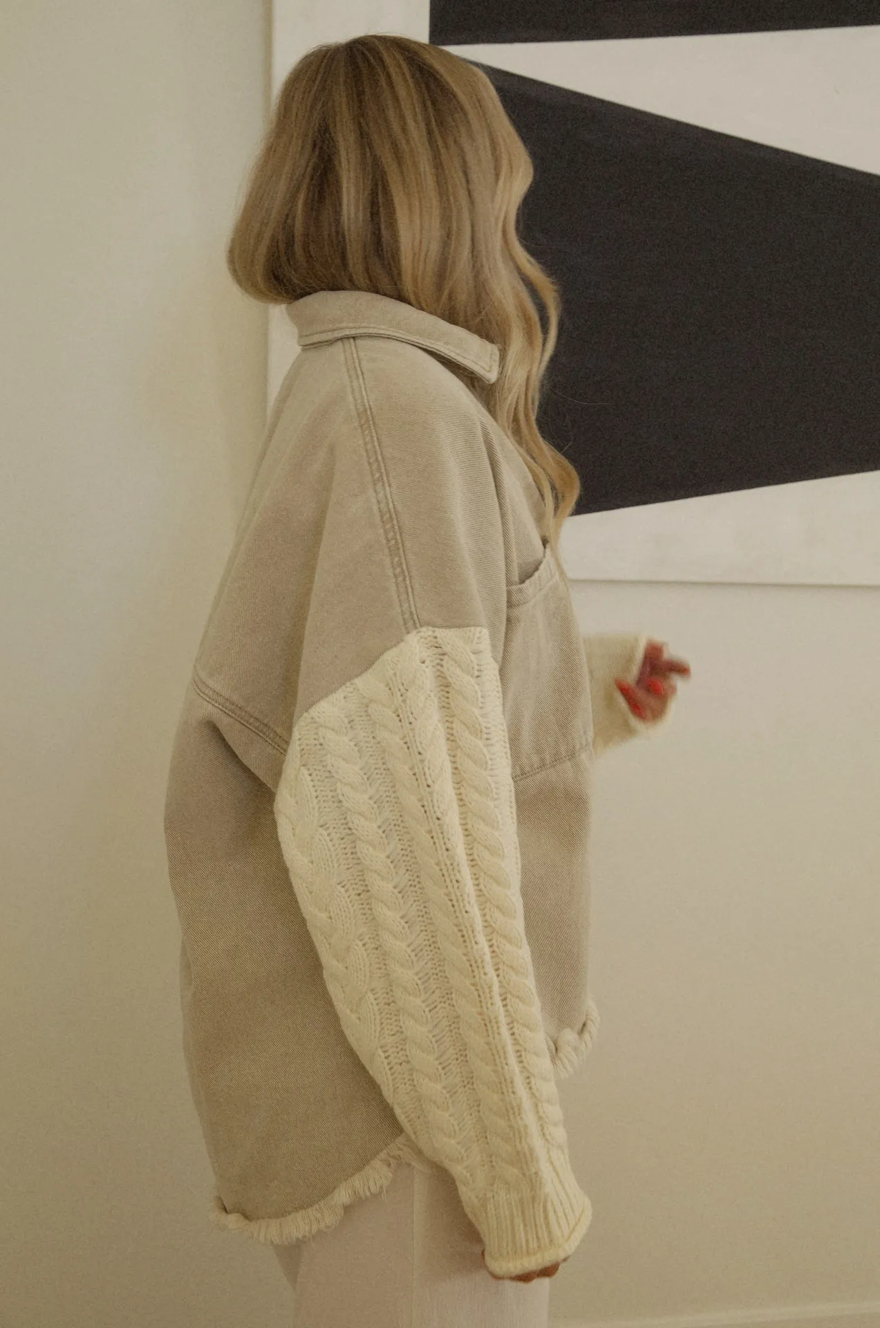 Beige Sweater Shacket