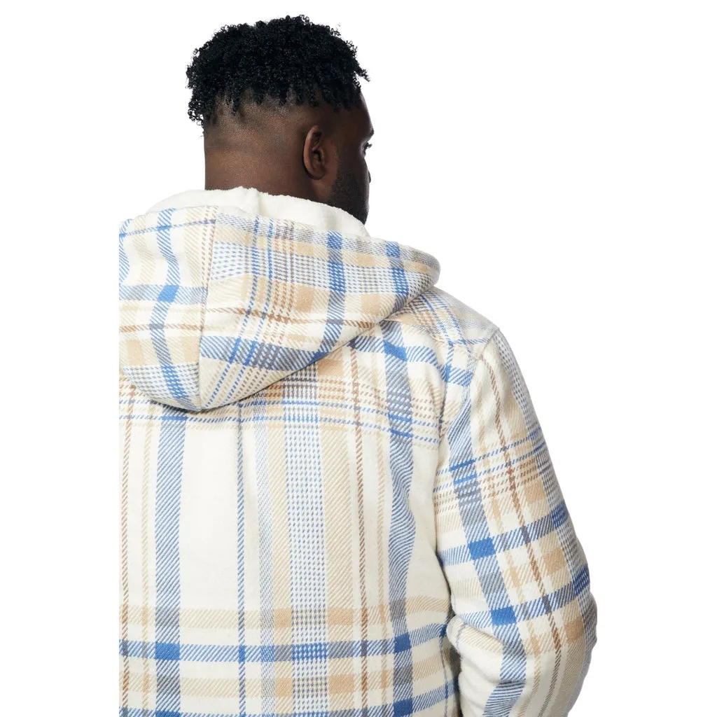 Big and Tall Plaid Flannel Shacket - Biscotti