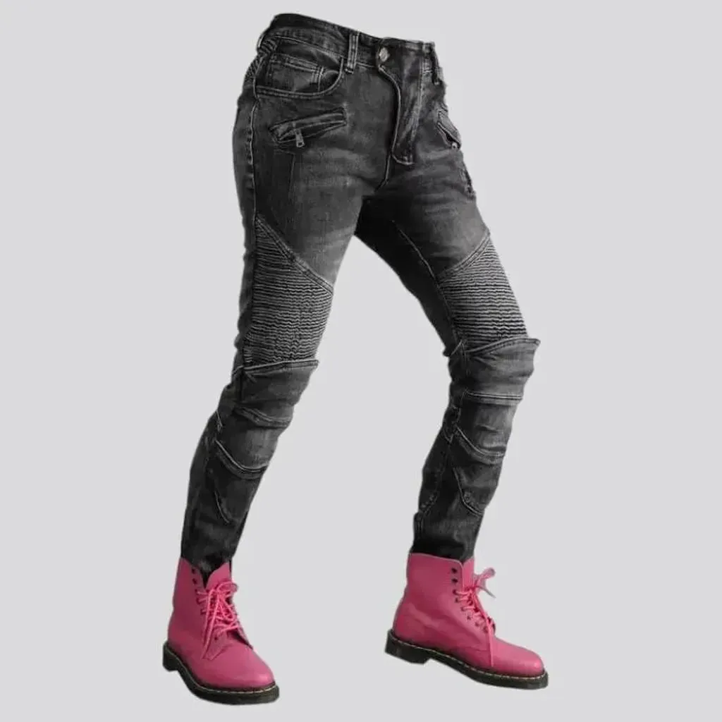 Biker high-waist jeans
 for ladies