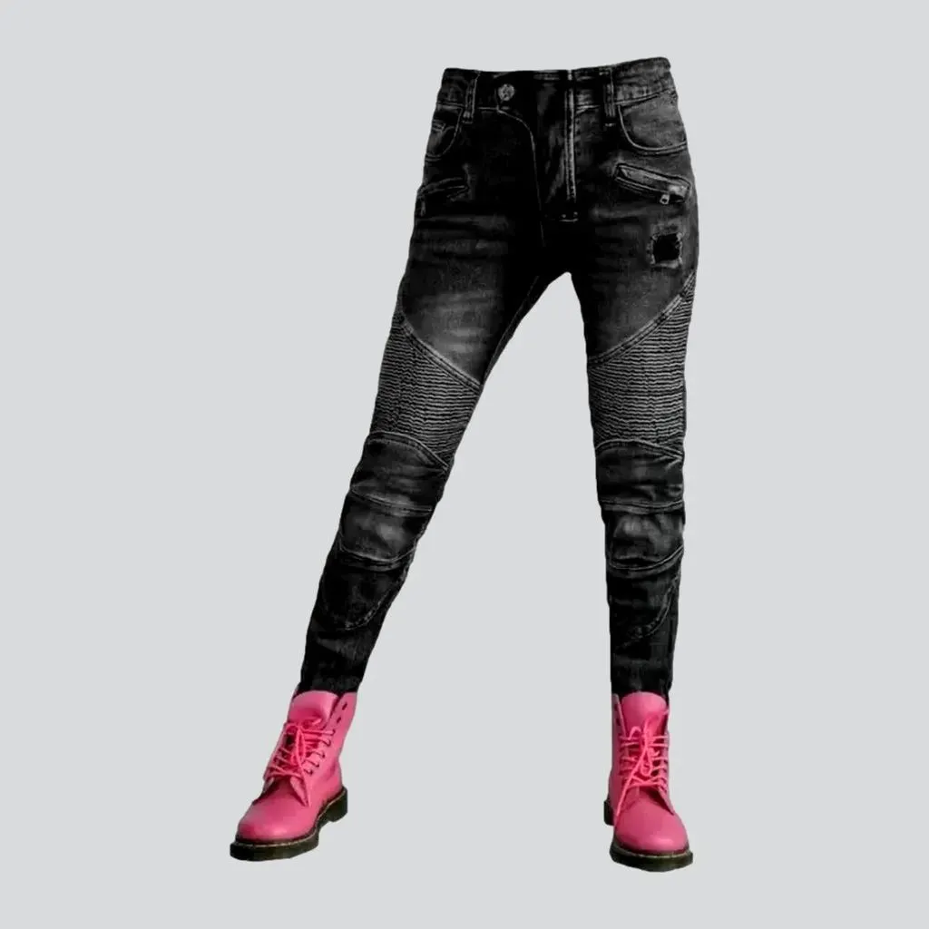 Biker high-waist jeans
 for ladies