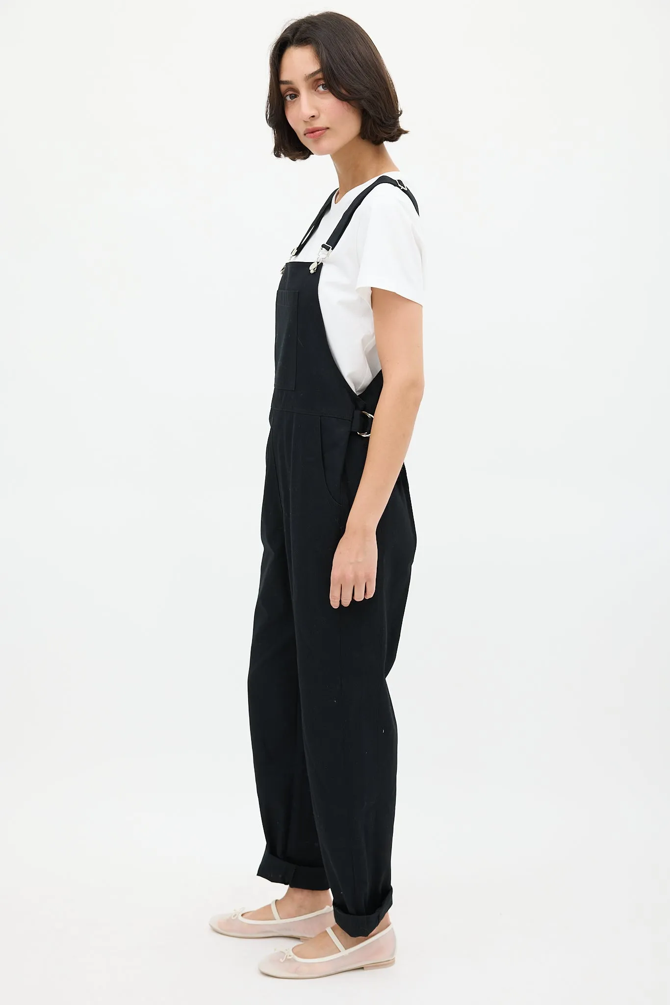 Black Cinched Waist Overall