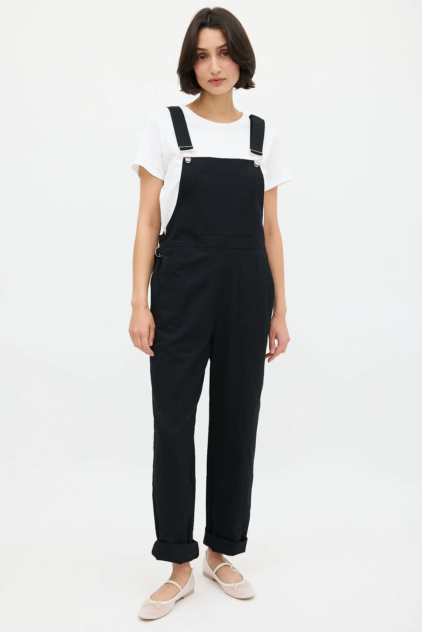 Black Cinched Waist Overall