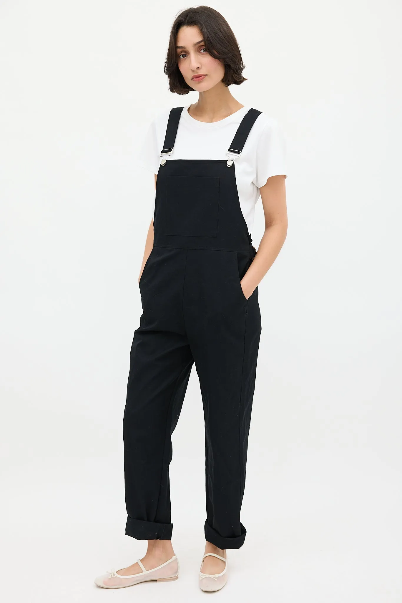 Black Cinched Waist Overall