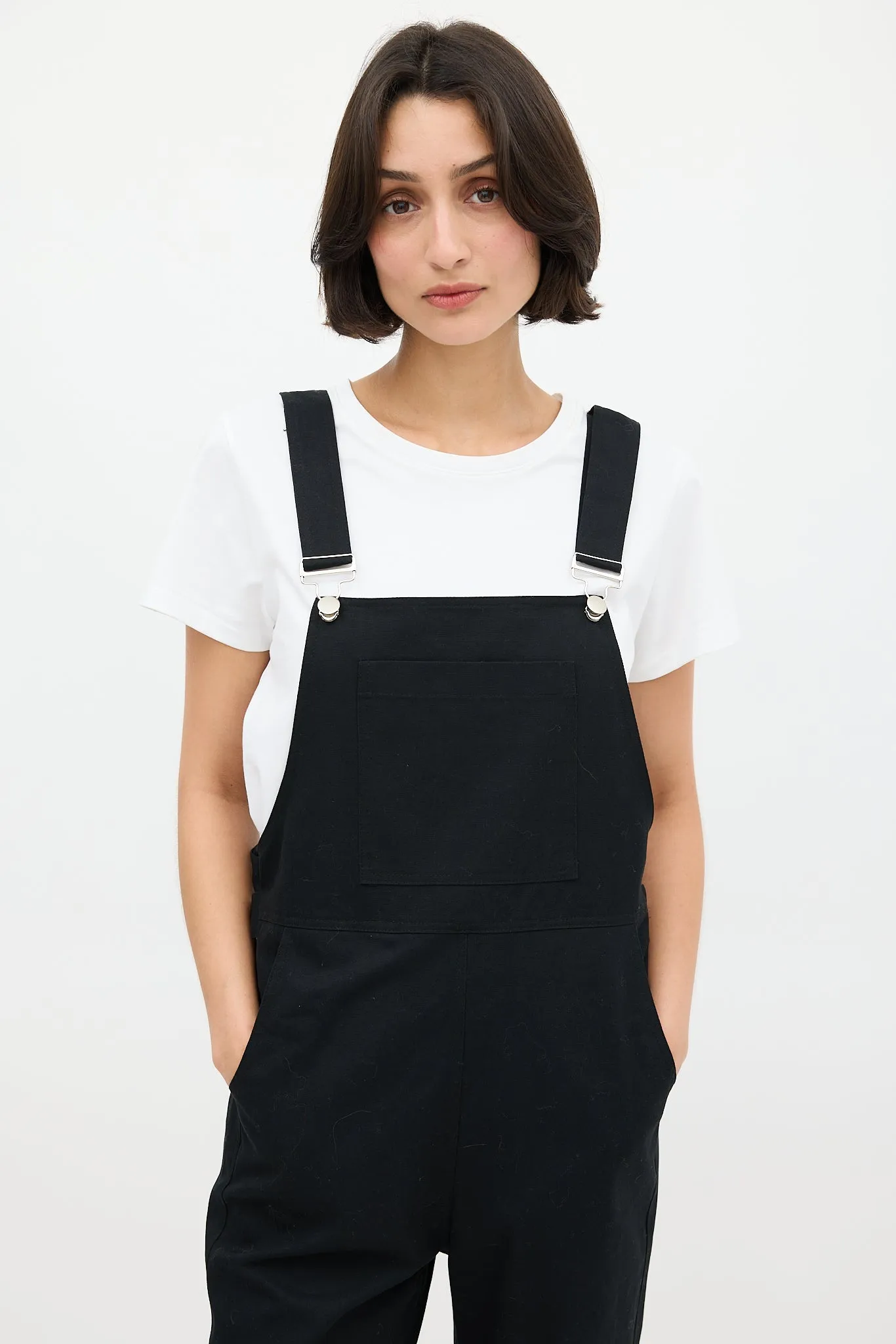 Black Cinched Waist Overall