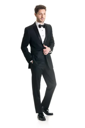 Black Slim Fit Tuxedo Coat - Super 120's