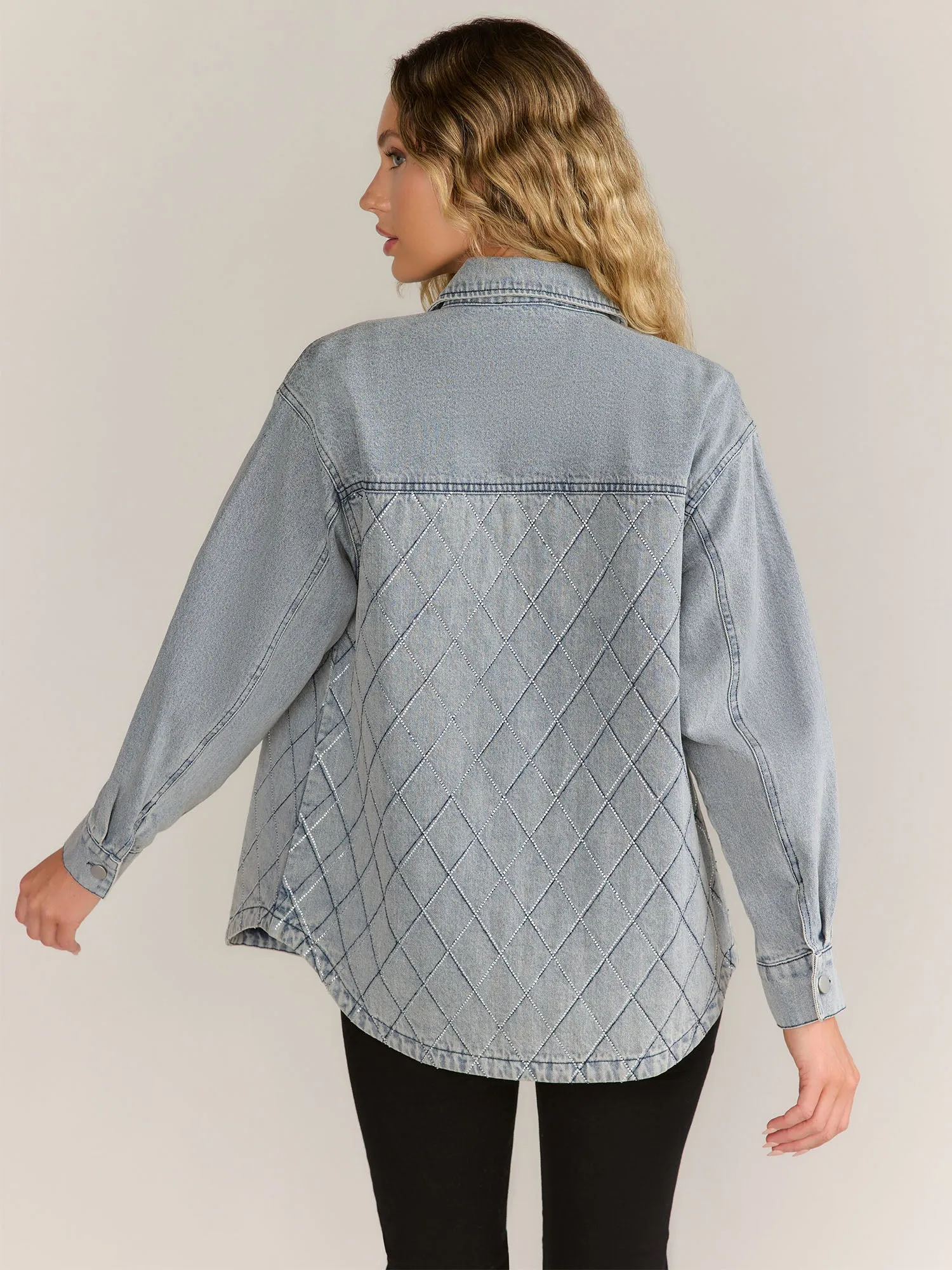 Blue B Rhinestone Denim Shacket - Brands We Love