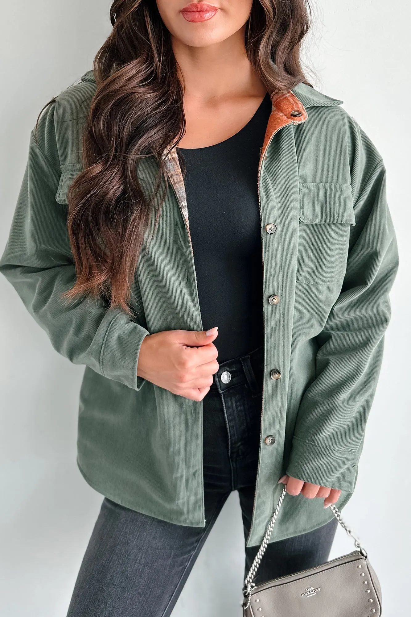 Bonfire Season Reversible Shacket (Rust/Olive)