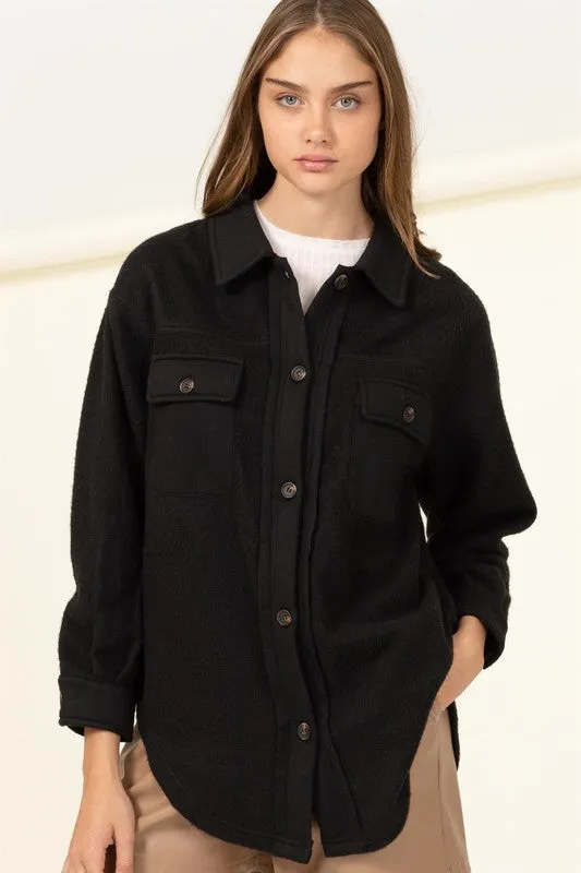 Boost Your Basics Fleece Button Up Shacket - Final Sale