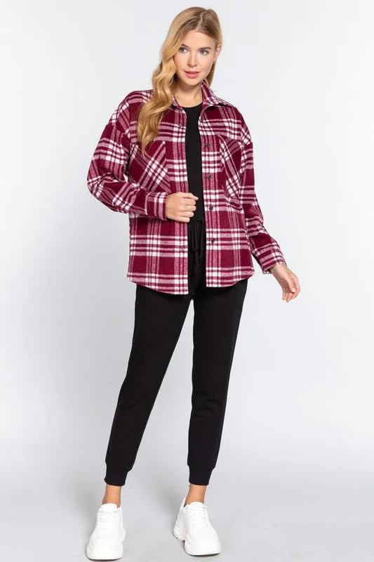 Burgundy Plaid Shacket  - FINAL SALE