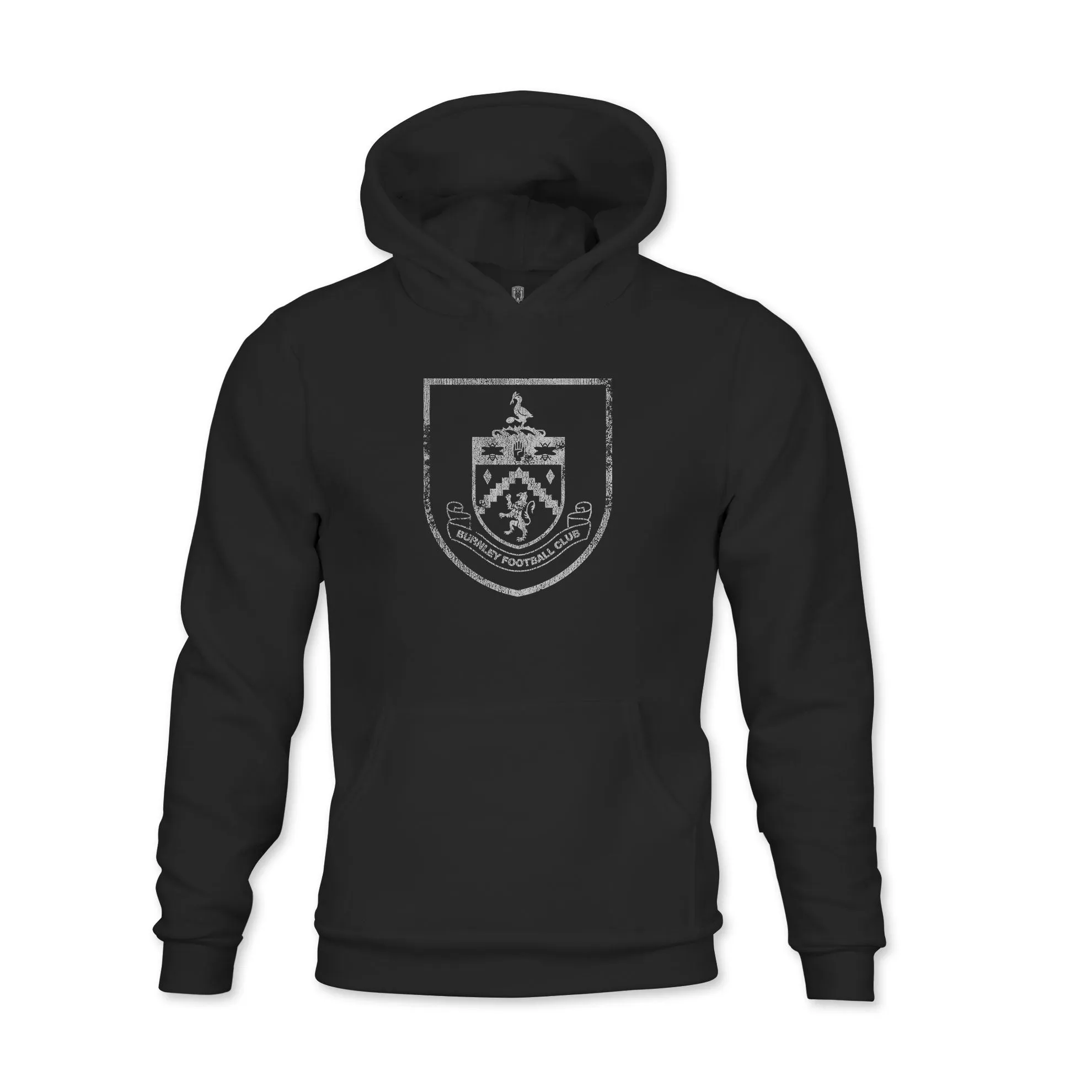 Burnley FC Mono Badge Youth Fleece Pullover Hoodie - Black