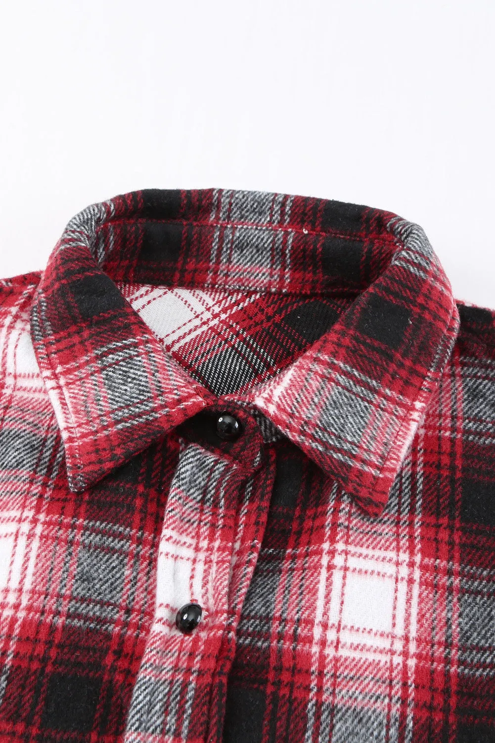 Buttons Pocketed Plaid Shacket