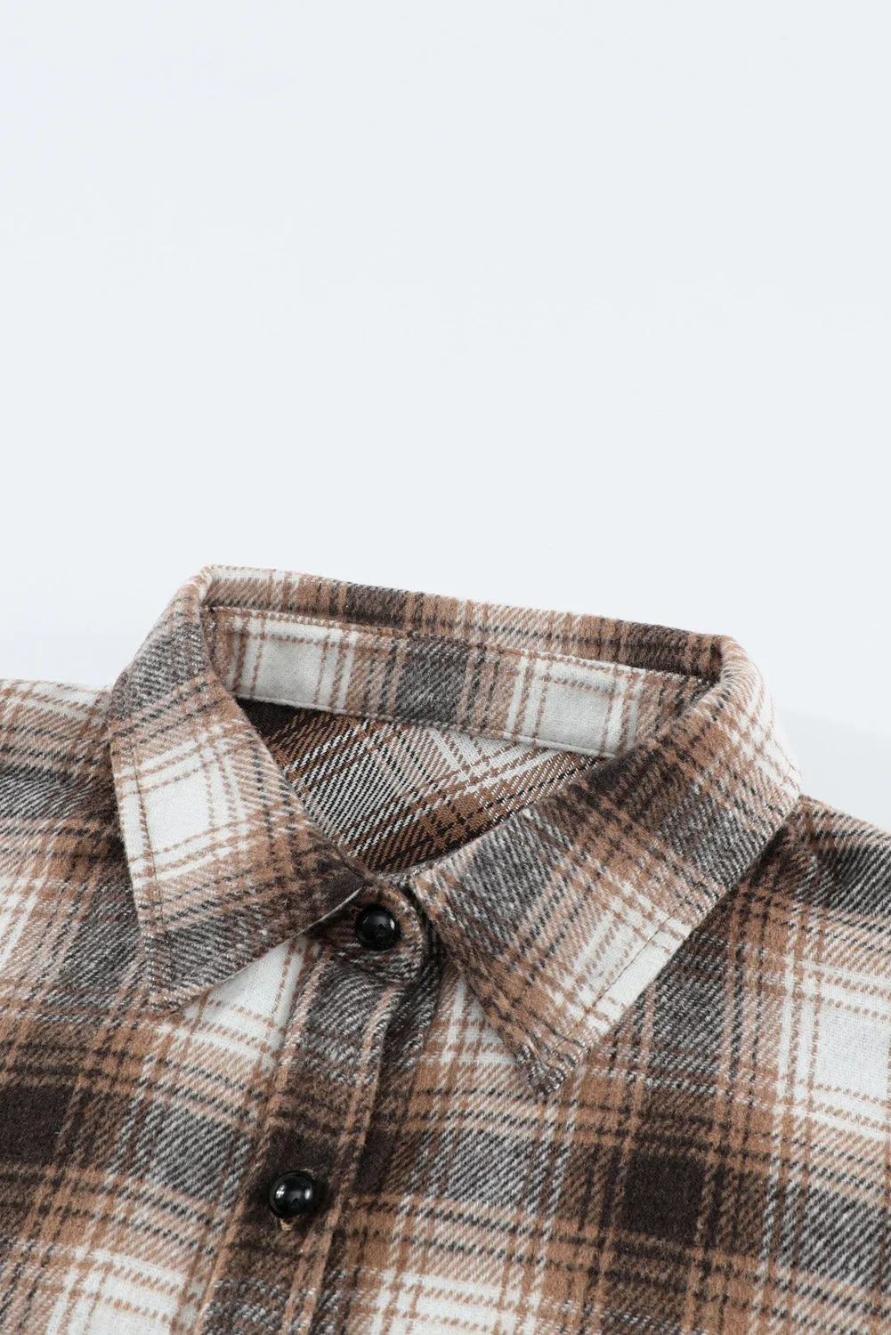 Buttons Pocketed Plaid Shacket