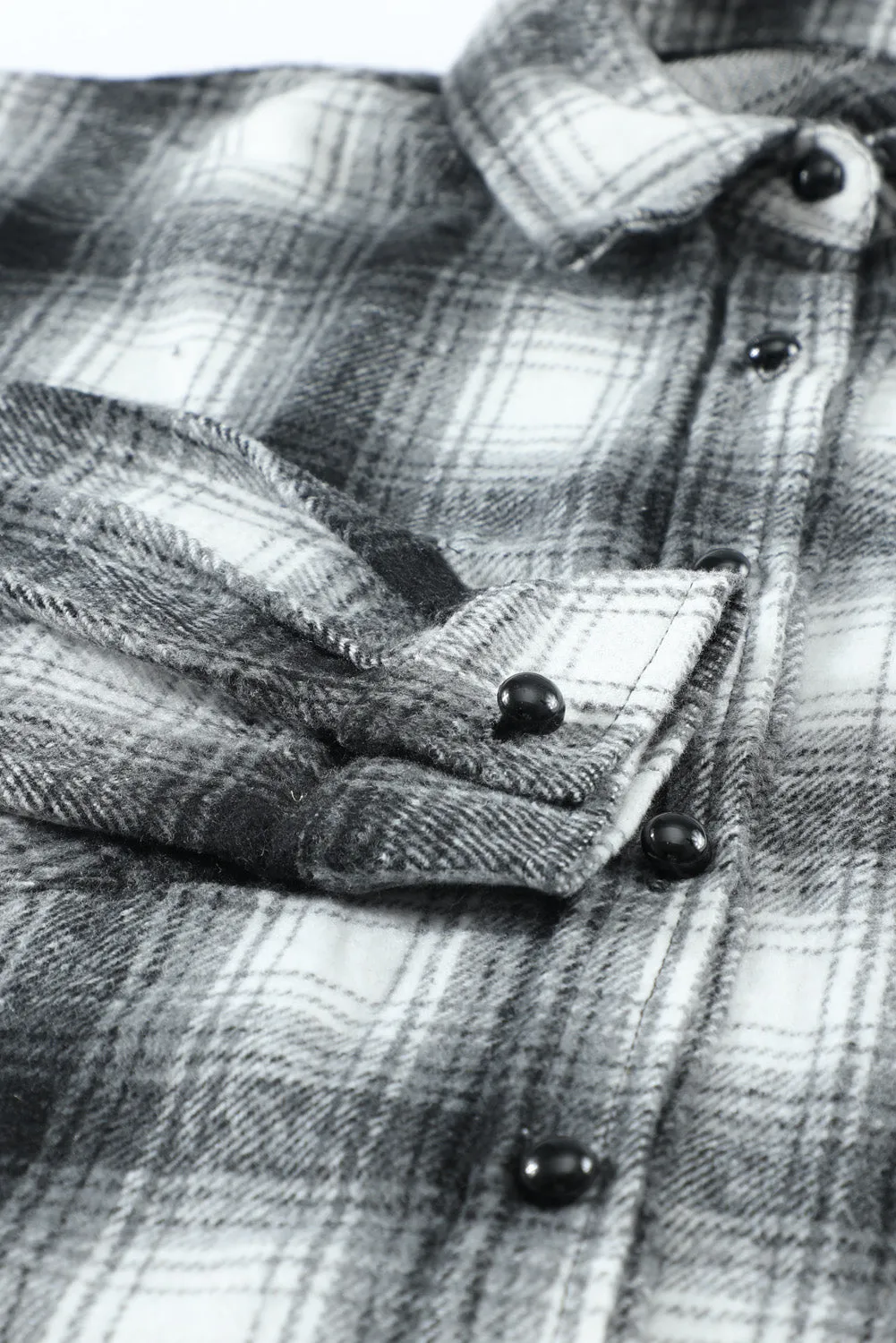 Buttons Pocketed Plaid Shacket