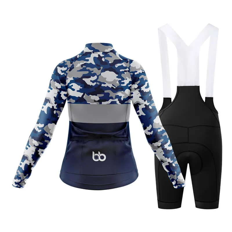 Camouflage Neck Club Cycling Kit (V2) (Blue)