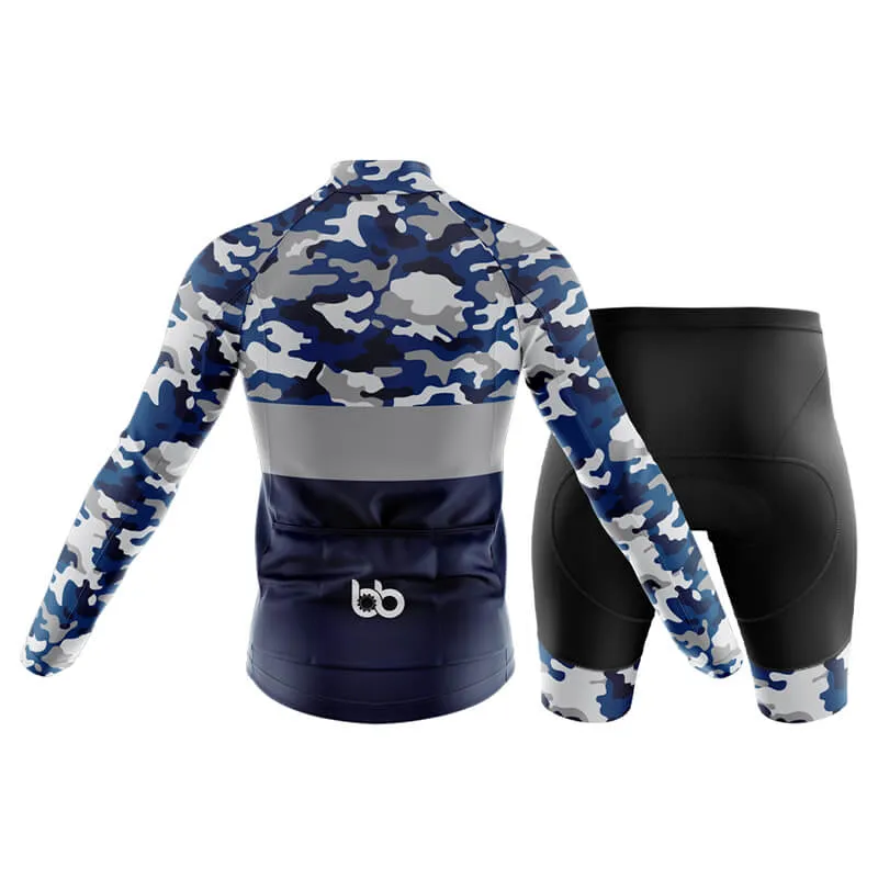 Camouflage Neck Club Cycling Kit (V2) (Blue)