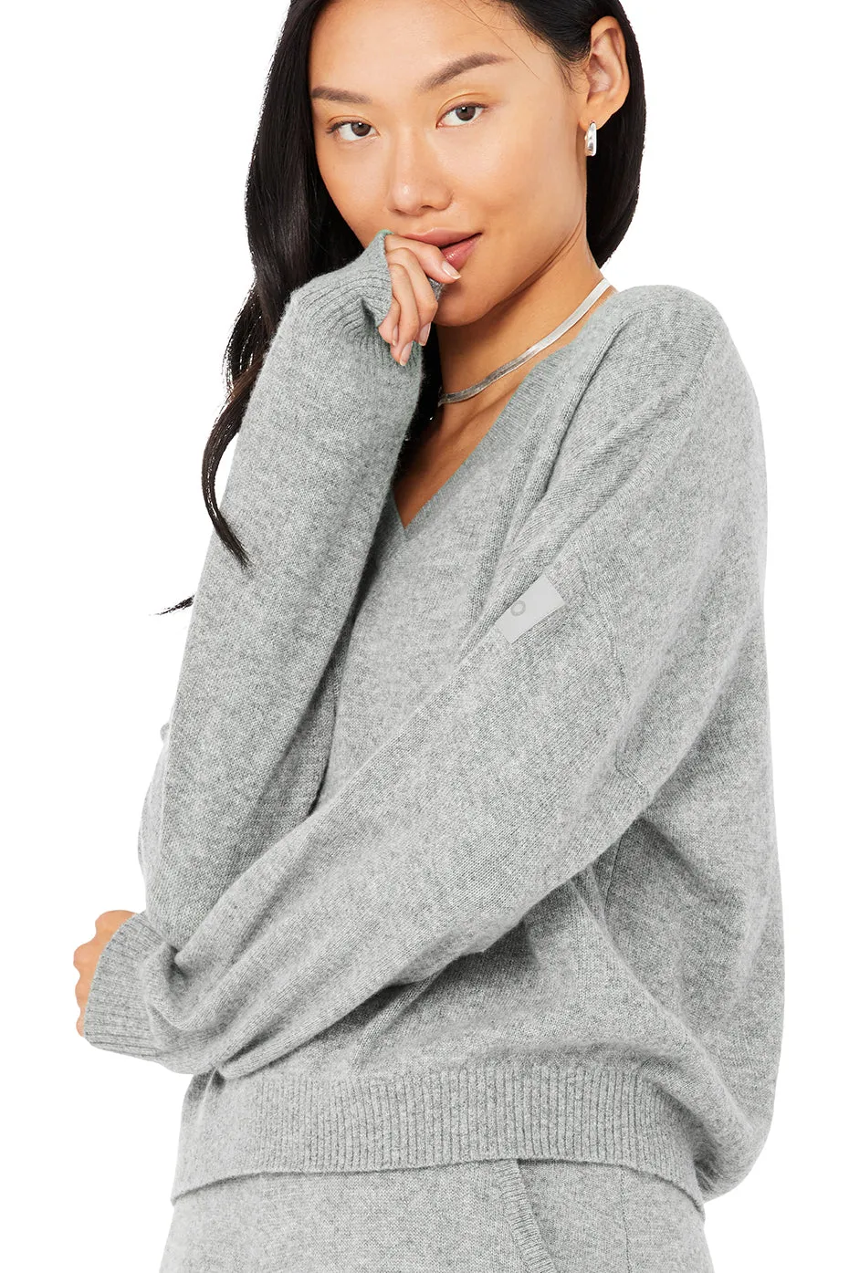 Cashmere Jet Set V-Neck Pullover - Dove Grey Heather