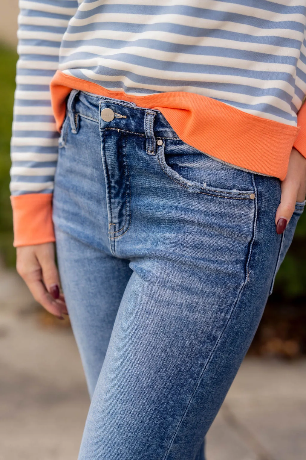 Color Trim Striped Sweatshirt