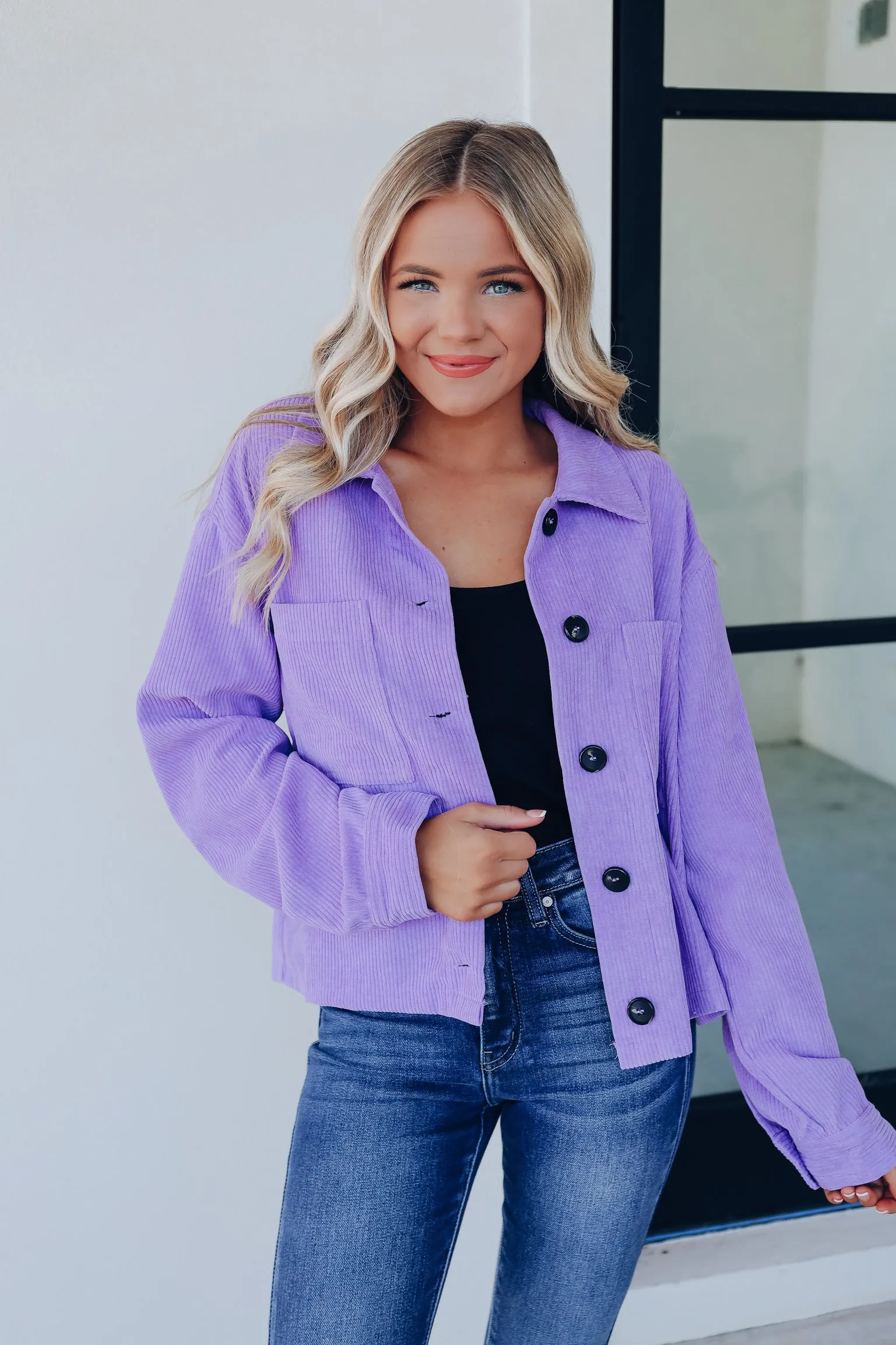 Cote Corduroy Cropped Shacket - Violet