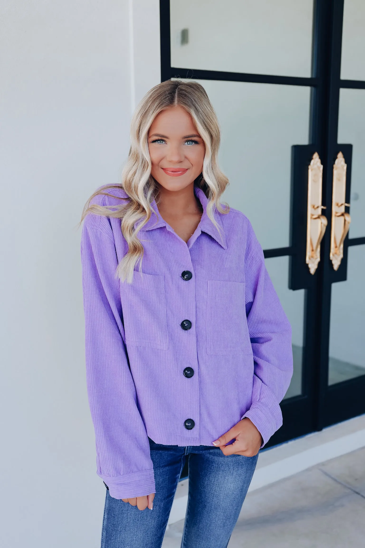 Cote Corduroy Cropped Shacket - Violet