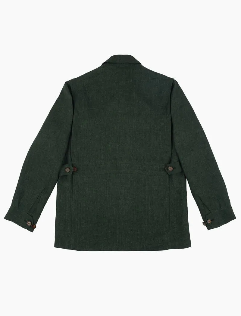 Dark Green Linen Shacket