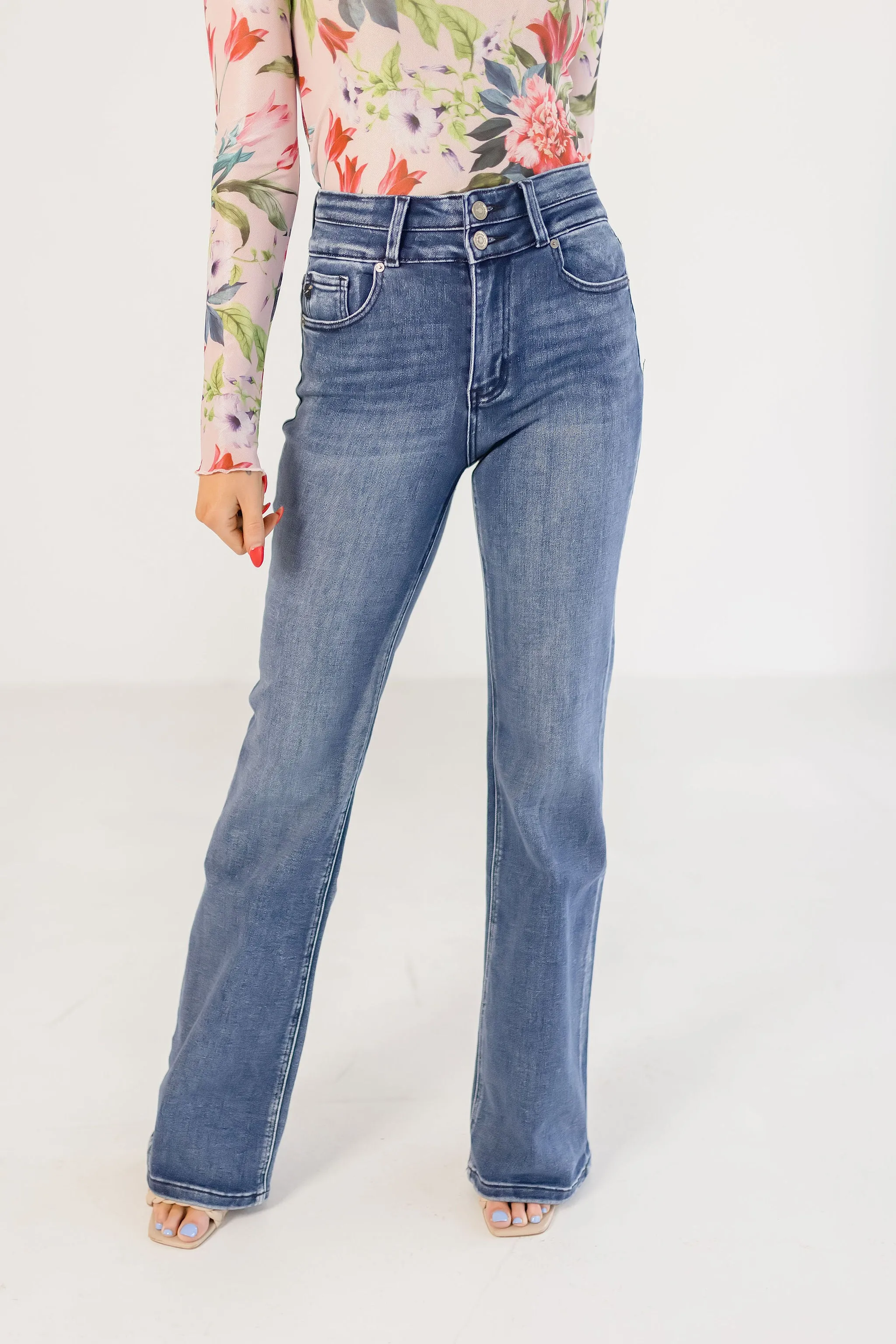 Davie High Rise Flare Leg Jeans Dark Wash