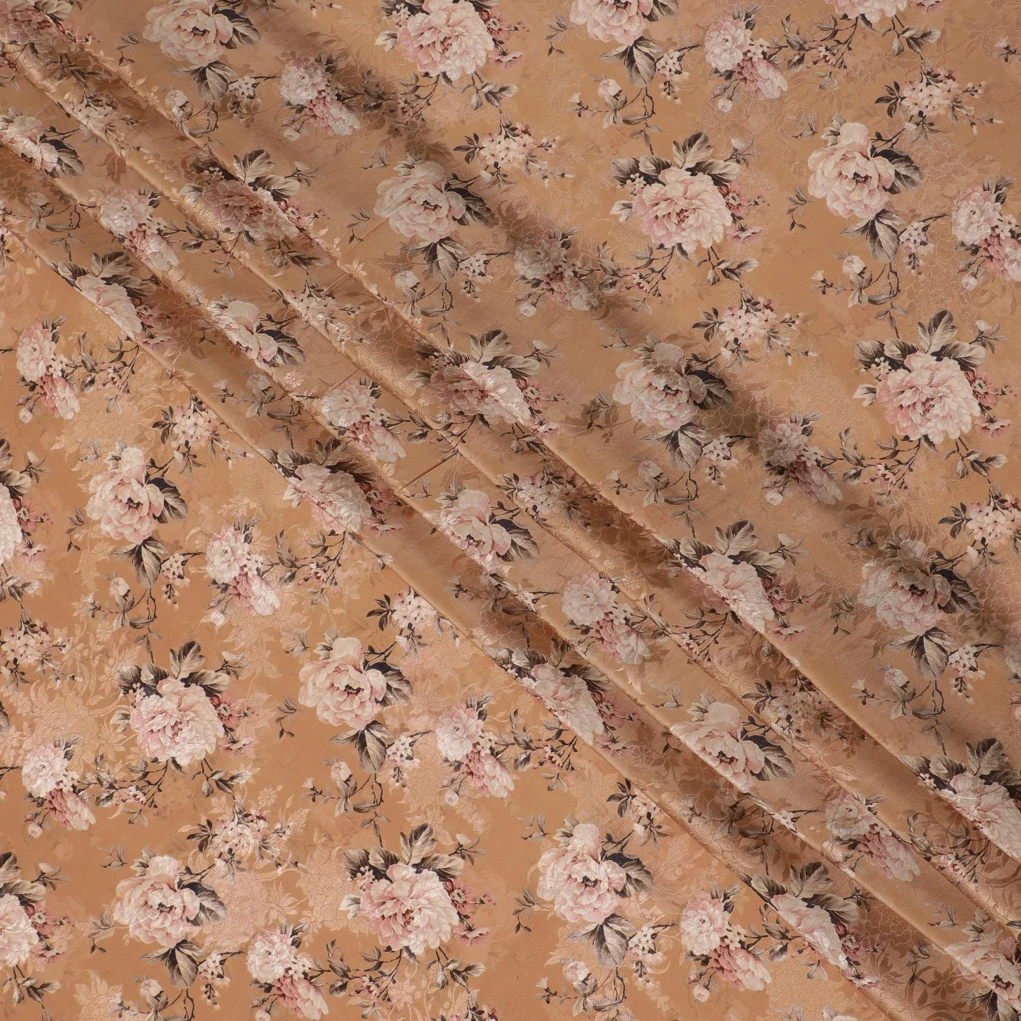 Desert Rose Viscose Crepe Fabric with Floral Print, 110cm Wide – Warm Elegance-D18397