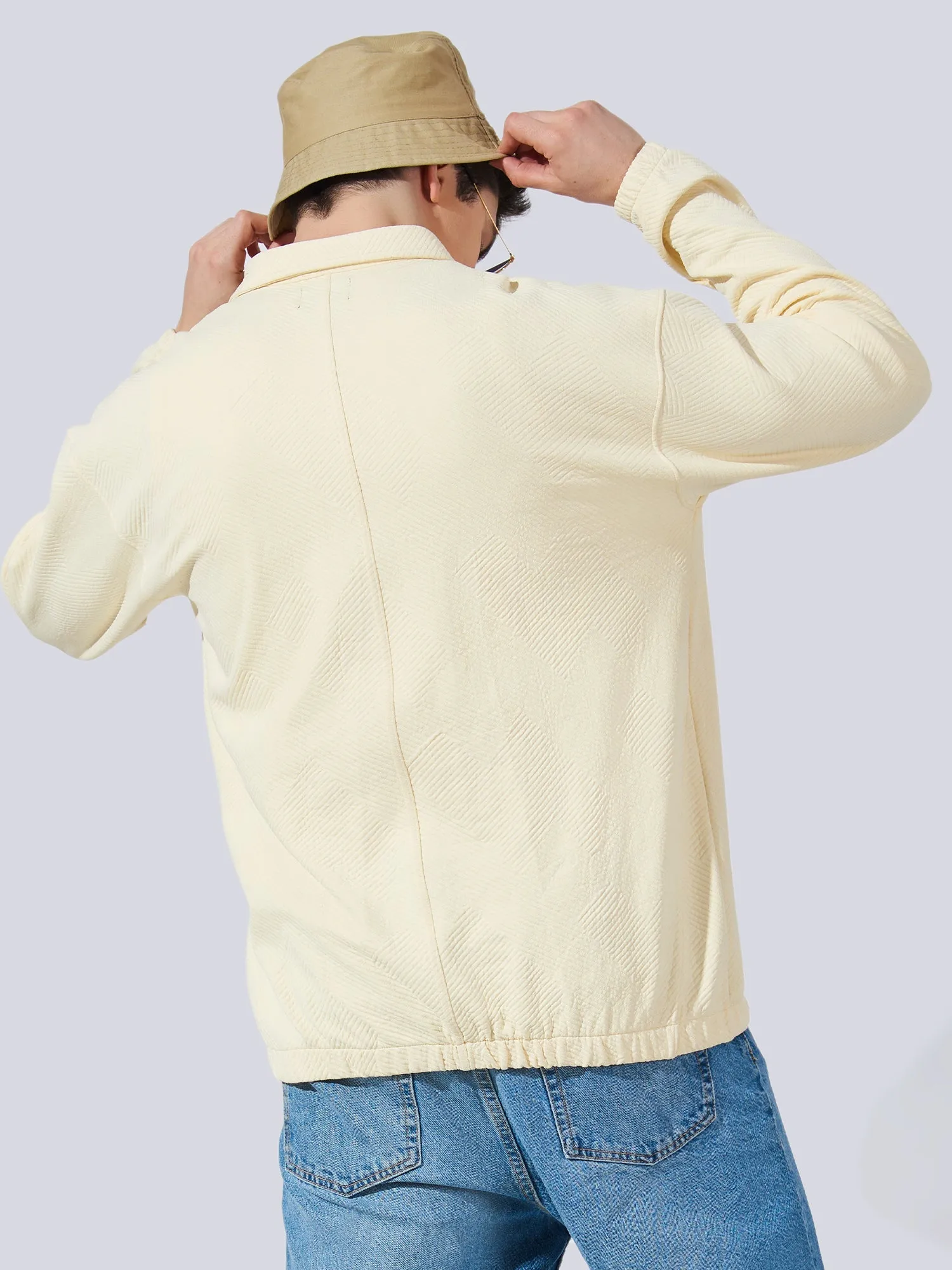 Double Pocket Solid Half White Shacket