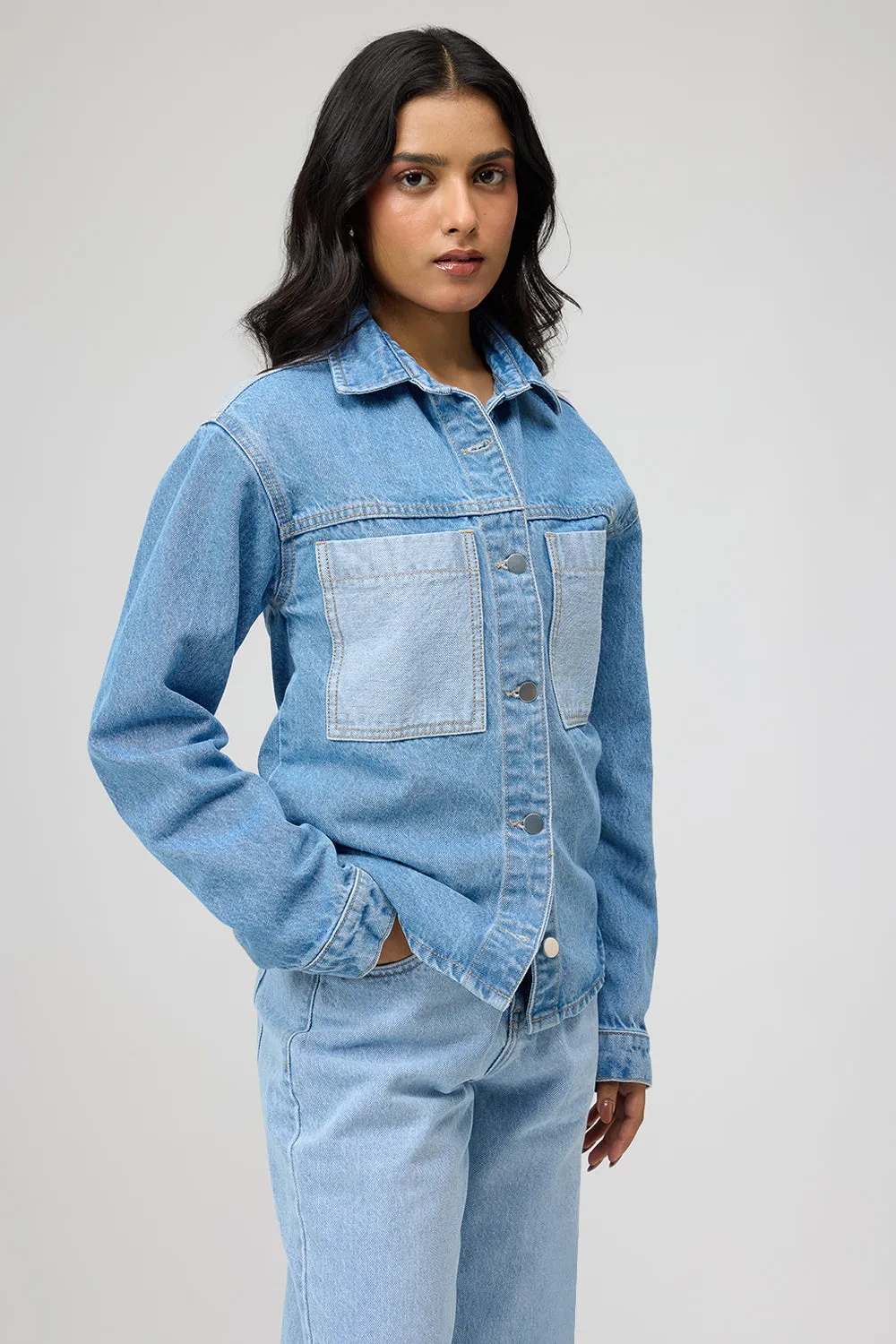 Dual Tone Denim Shacket