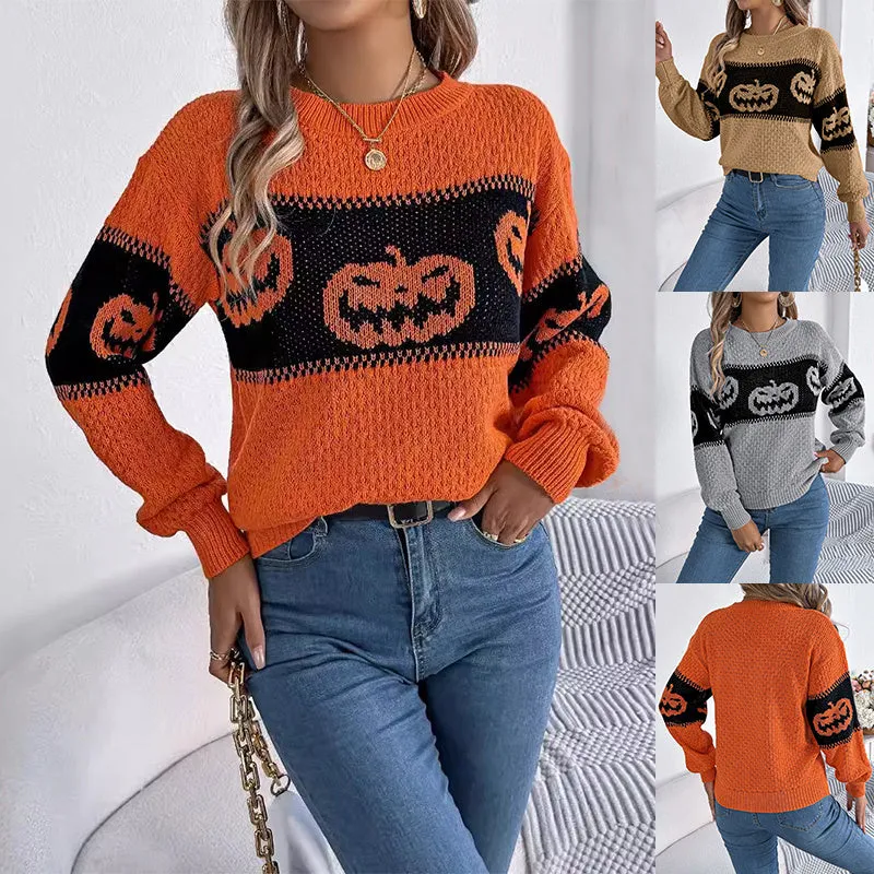 Fashion Long Sleeve Knitted Pullover Sweater For Women