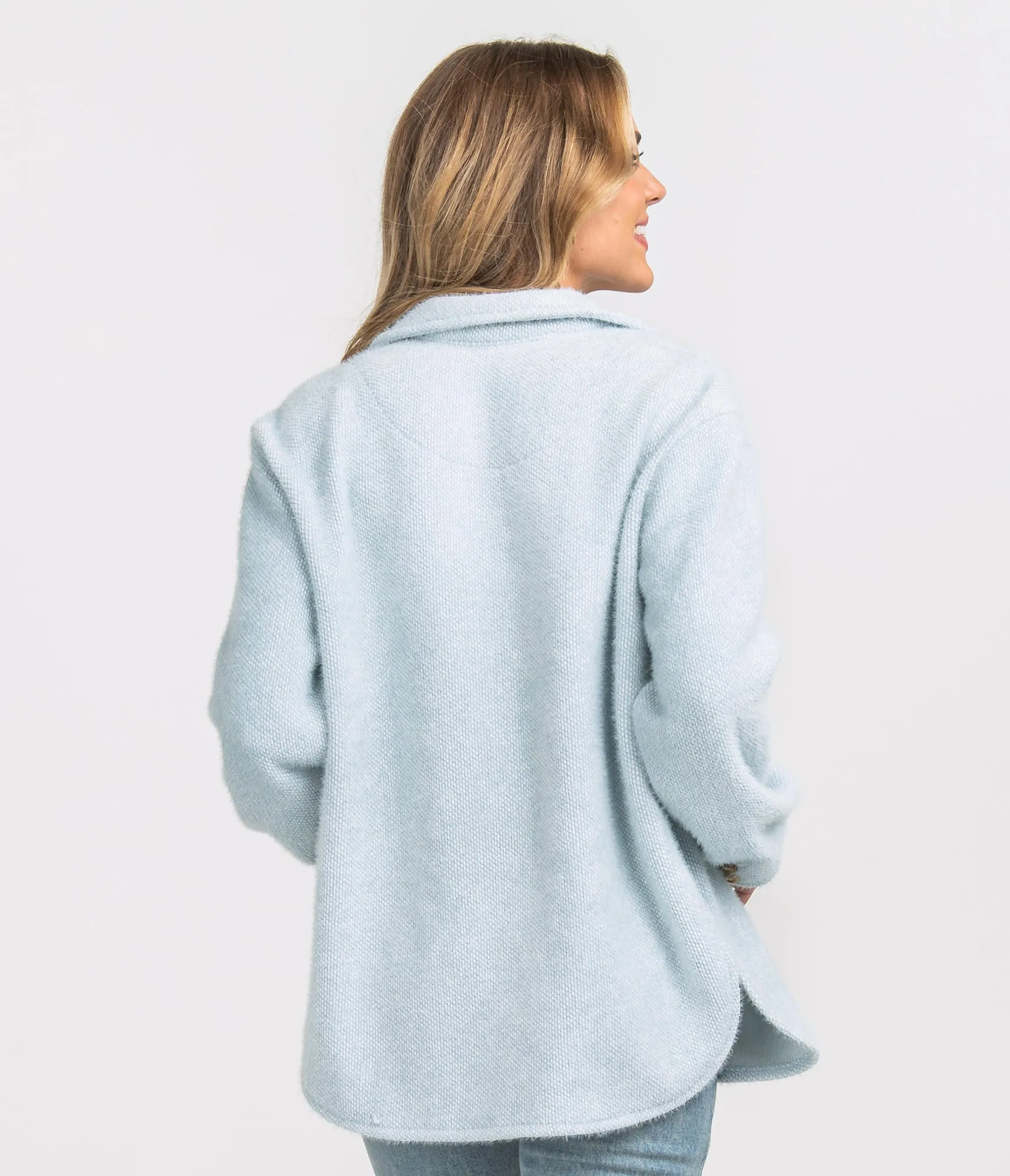 Feather Knit Shacket in Vapor by The Southern Shirt Co