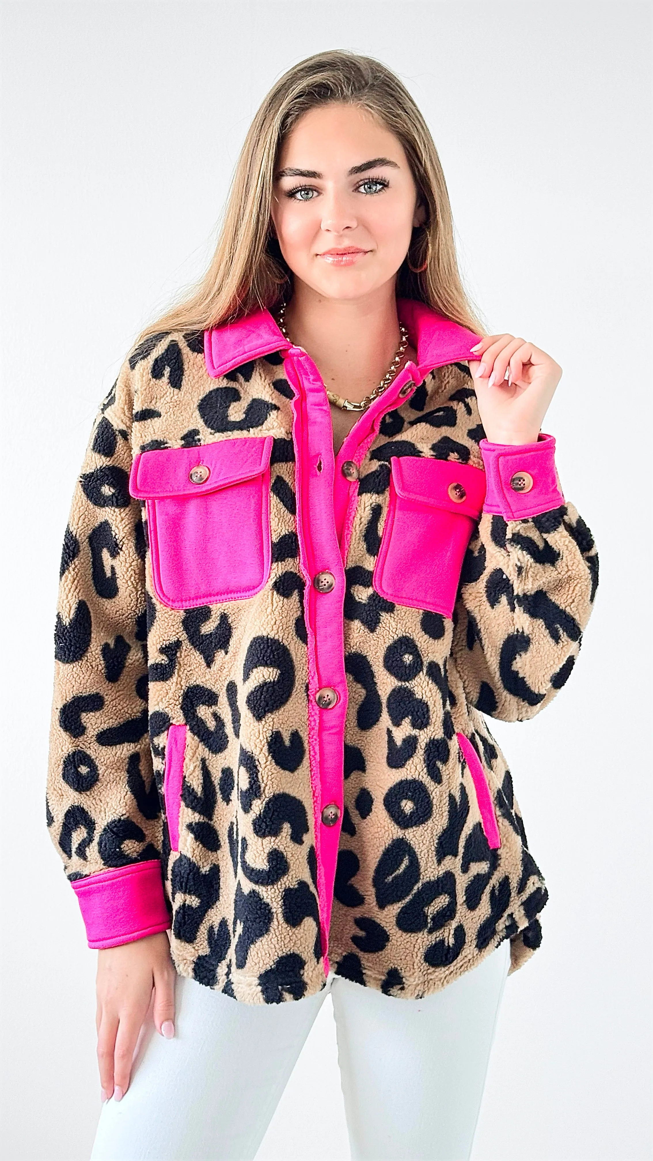 Fierce Contrast Fleece Shacket