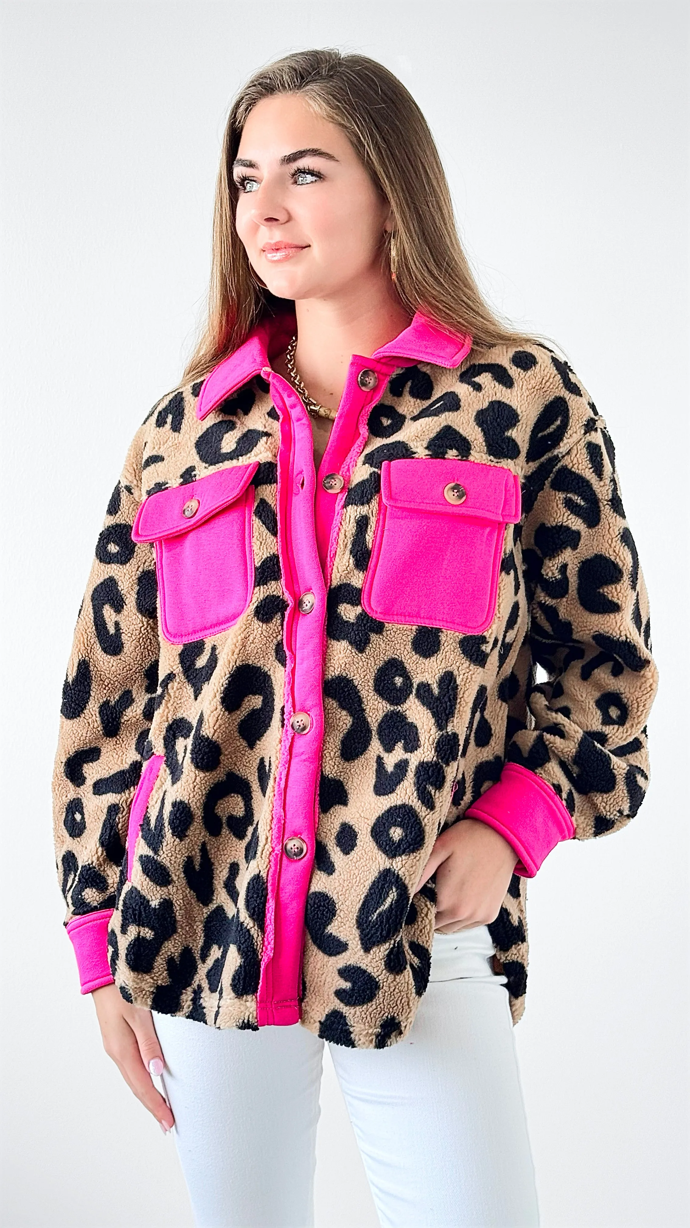 Fierce Contrast Fleece Shacket