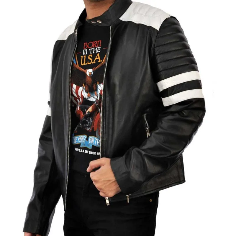 Fight Club Black and White Mayhem Leather Jacket