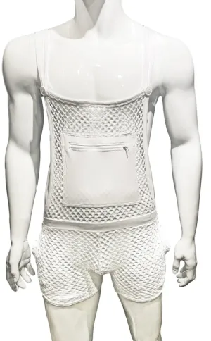 Fishnet Overalls - White