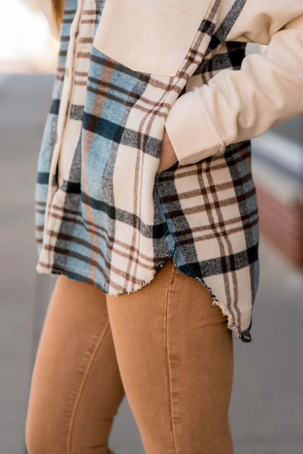 Frayed Edge Plaid Shacket