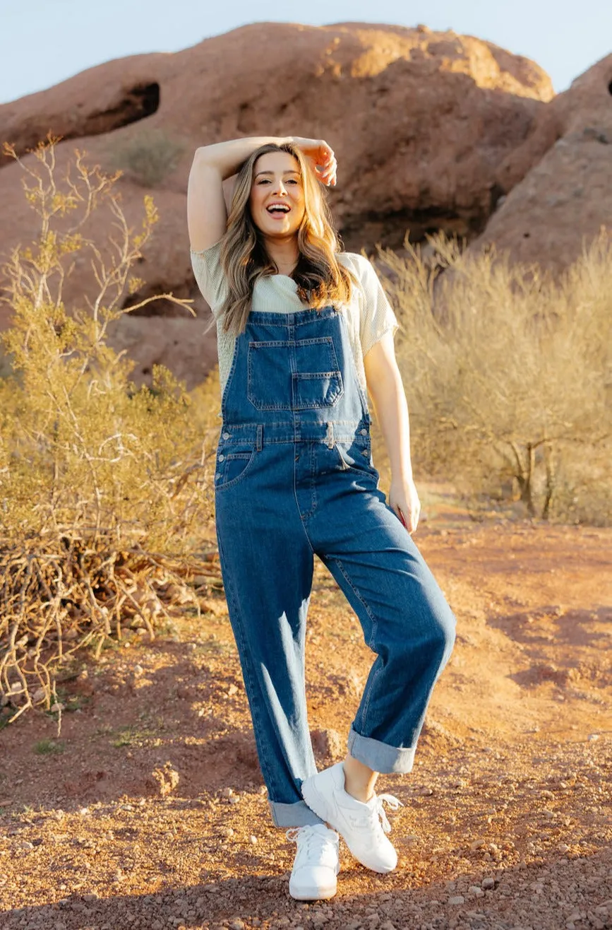 Free People Ziggy Denim Overall-Sapphire Blue