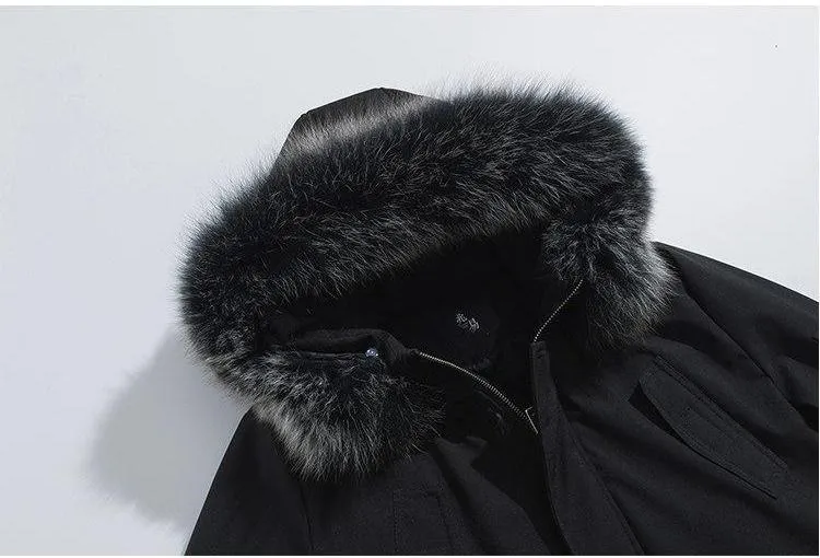 Fur Hood Street Style Men Parka Coat Jacket