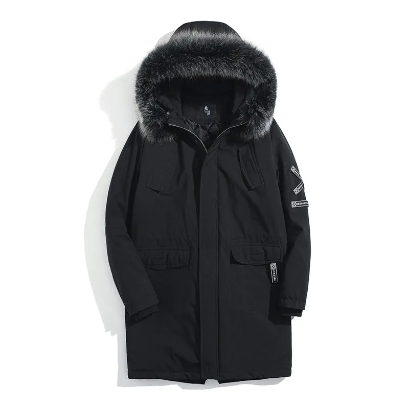 Fur Hood Street Style Men Parka Coat Jacket