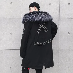 Fur Hood Street Style Men Parka Coat Jacket