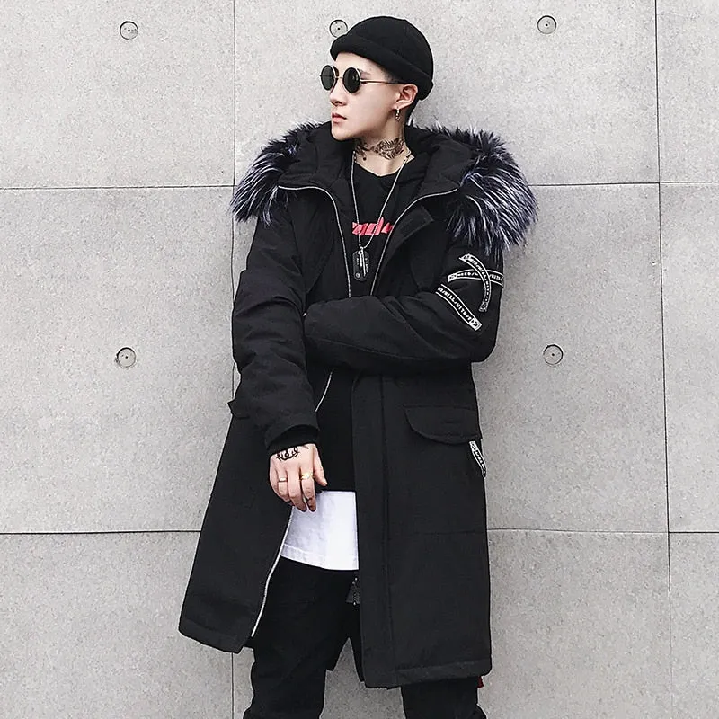 Fur Hood Street Style Men Parka Coat Jacket