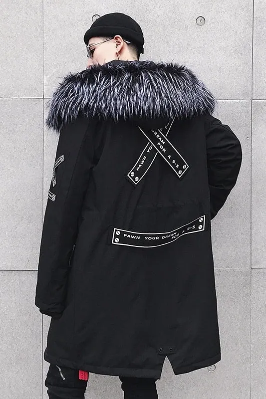 Fur Hood Street Style Men Parka Coat Jacket