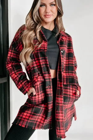 Gaining Momentum Plaid Shacket (Red)