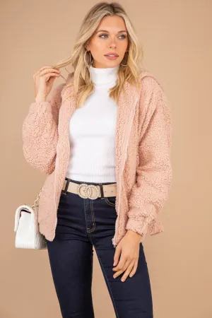 Gotta Get Cozy Blush Pink Teddy Jacket