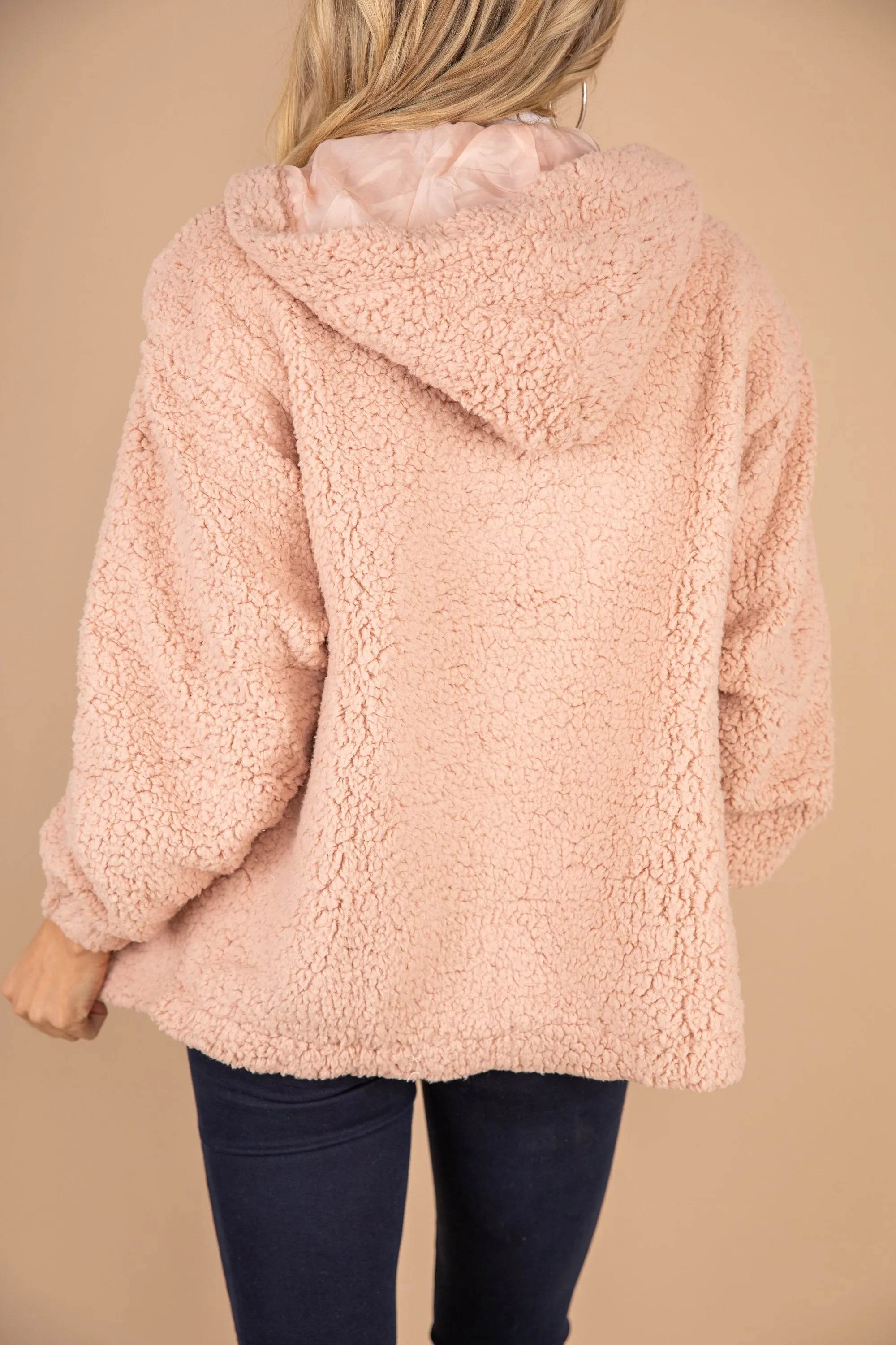 Gotta Get Cozy Blush Pink Teddy Jacket